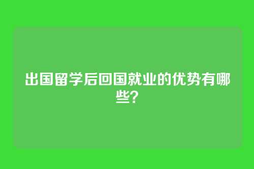 出国留学后回国就业的优势有哪些？