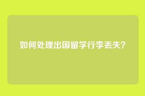如何处理出国留学行李丢失？