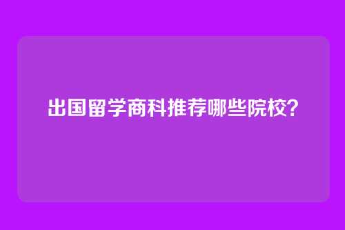 出国留学商科推荐哪些院校？