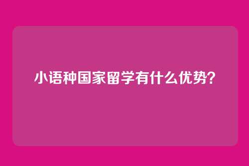 小语种国家留学有什么优势？