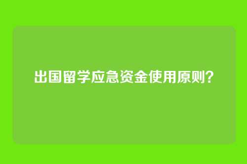 出国留学应急资金使用原则？
