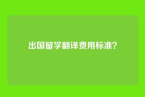 出国留学翻译费用标准？