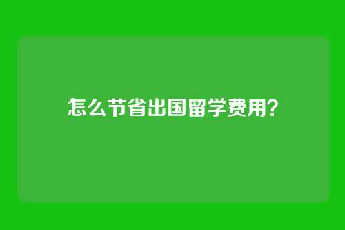 怎么节省出国留学费用?