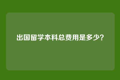 出国留学本科总费用是多少？