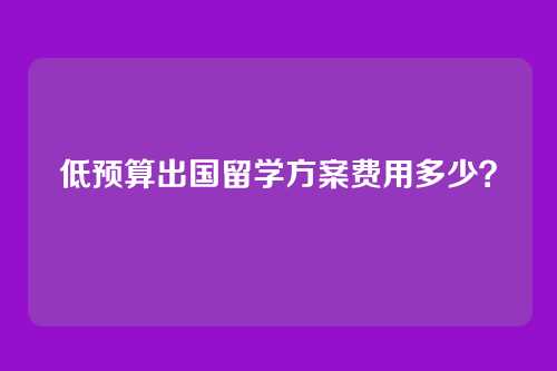 低预算出国留学方案费用多少？